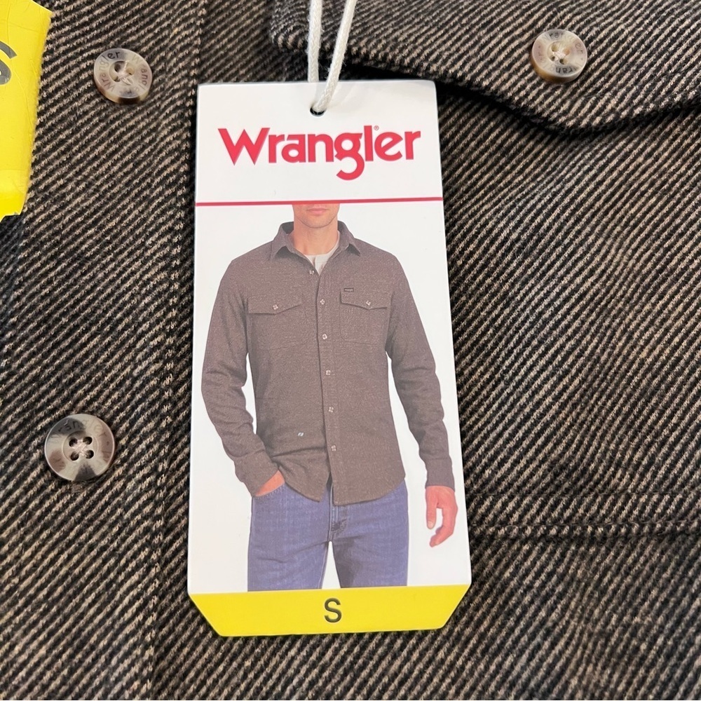 Wrangler NWT Flannel Knit Shirt Men’s Size Small Brown 1908340 Button Down, - Picture 7 of 16